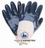 КР-34Перчатки трикотаж х/б с нитриловым синим покрытием манжета 3/4 размер 9,упк 12/120/240 - Производство и оптовая продажа хлопчатобумажных перчаток с ПВХ-покрытием, Екатеринбург